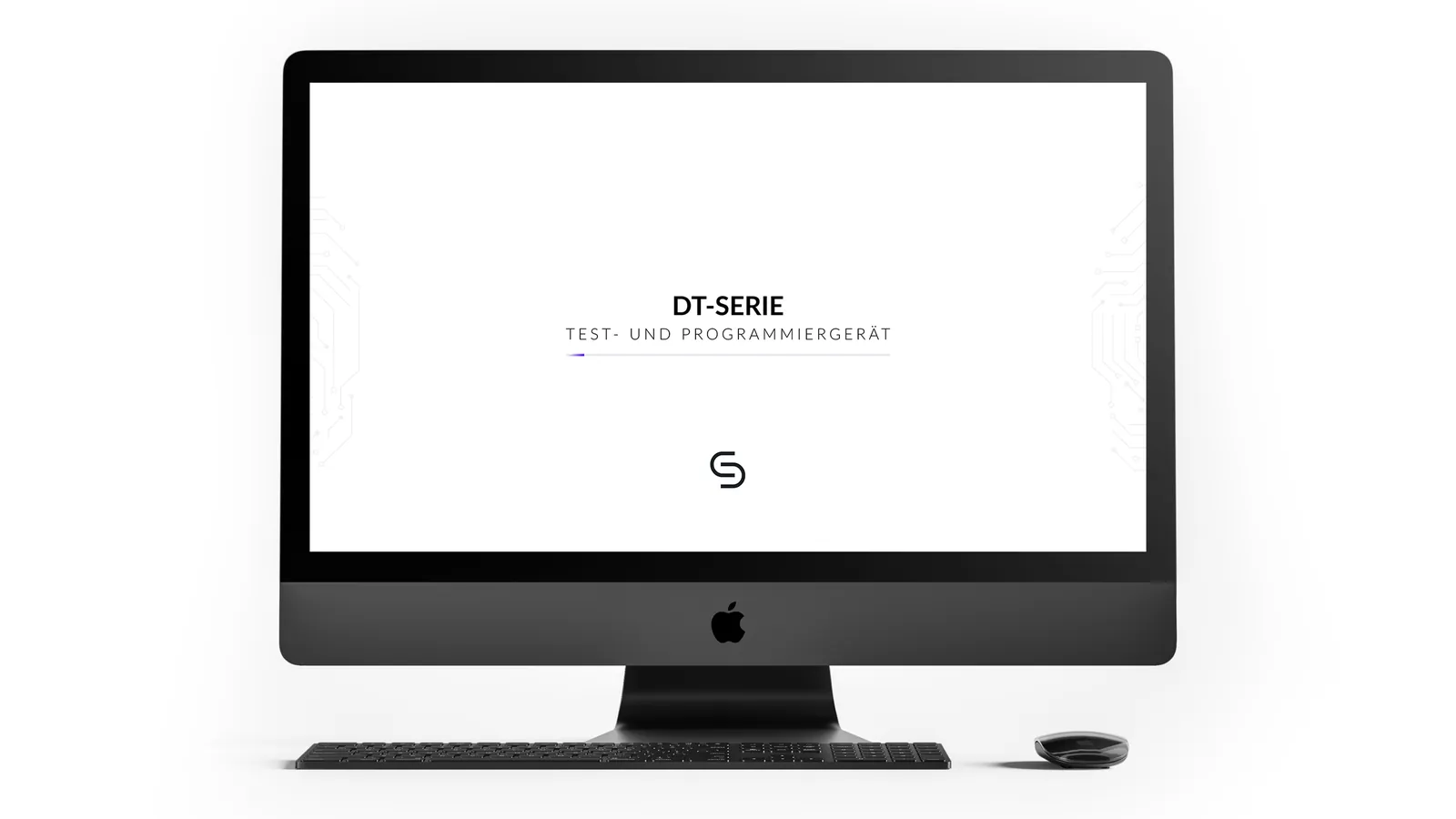 Monitor mit Startbildschirm „DT-Serie – Test- und Programmiergerät“