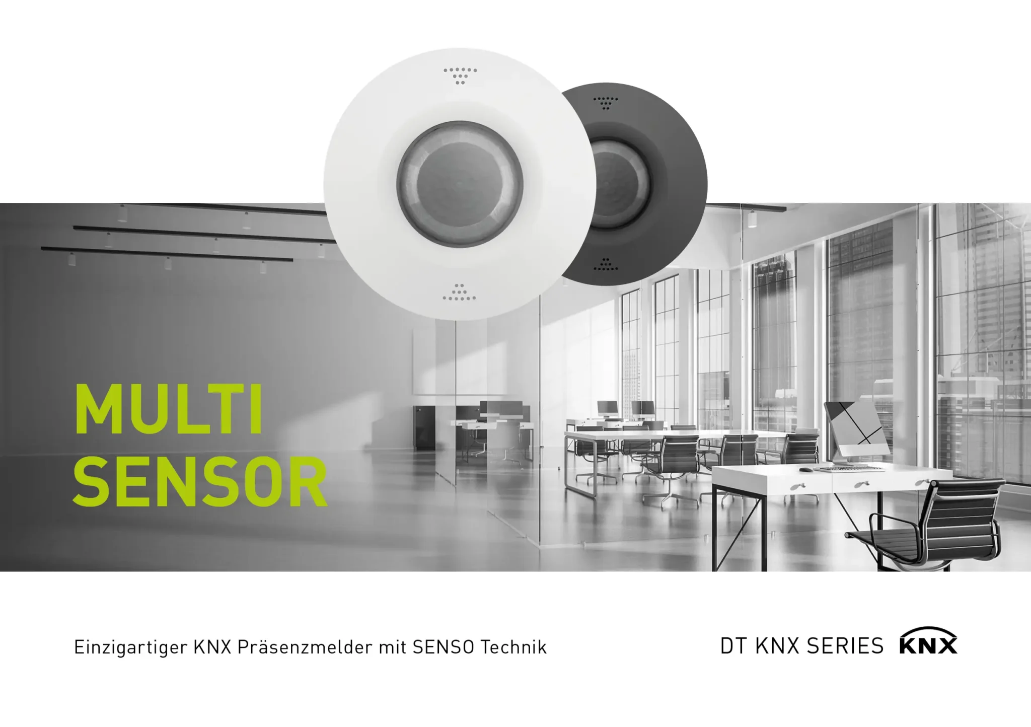 Prospektseite „Multi Sensor“: KNX-Präsenzmelder mit SENSO Technik